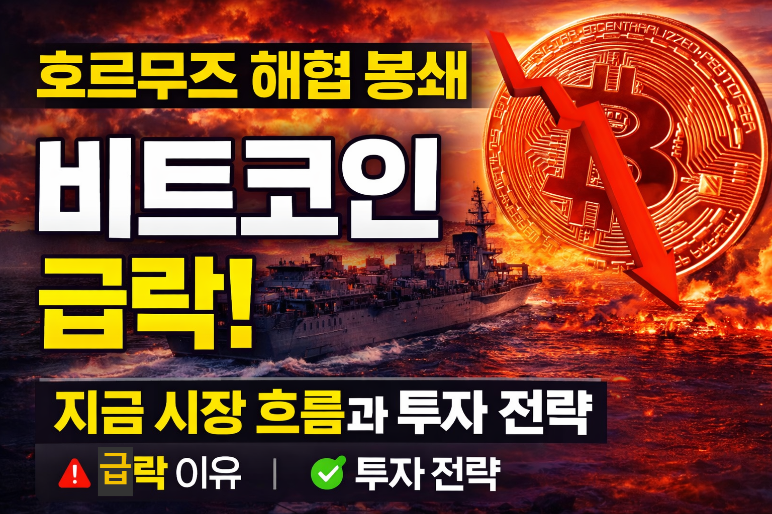 호르무즈 해협 봉쇄로 비트코인 급락, 시장 흐름과 투자 전략 분석 이미지