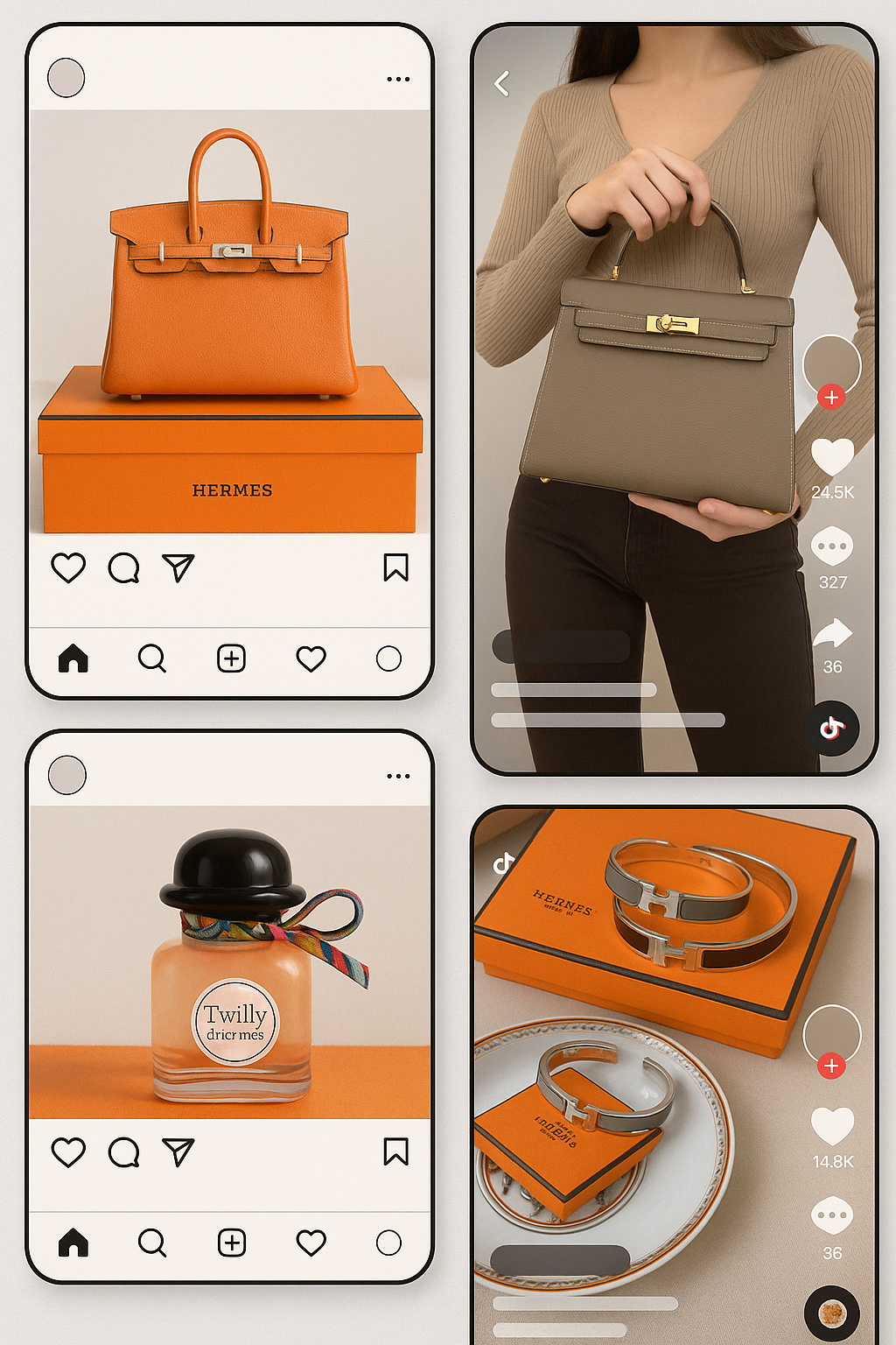 SNS에 게시되는 에르메스 제품 관련 사진