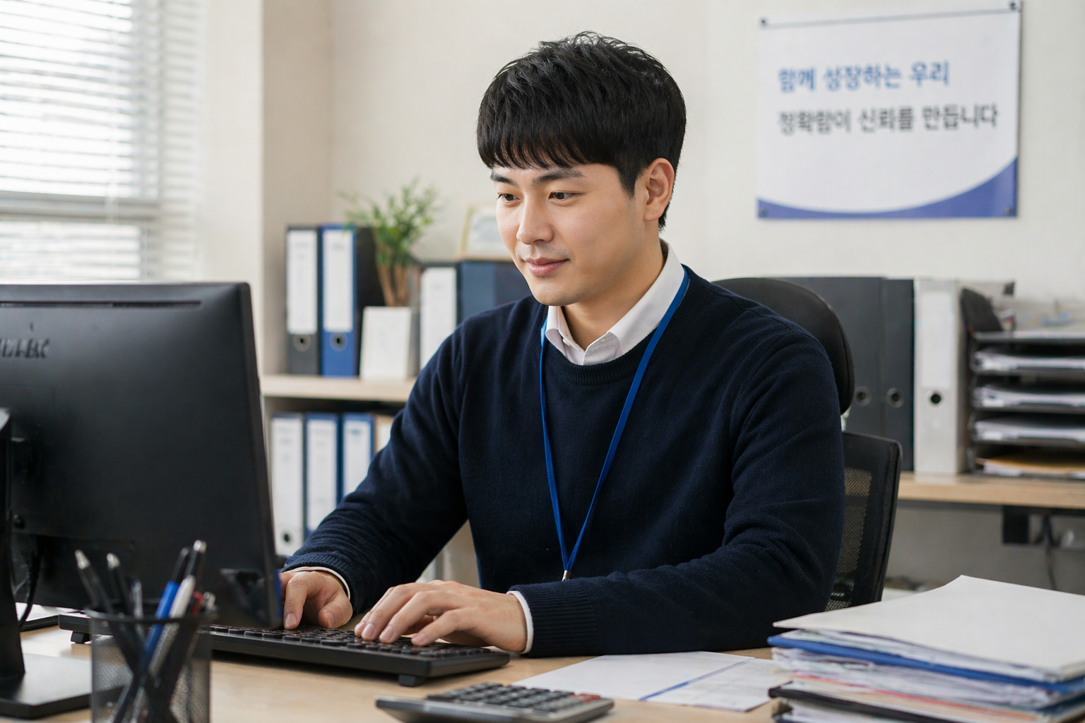 사무실에서 일하고 있는 직장인 모습