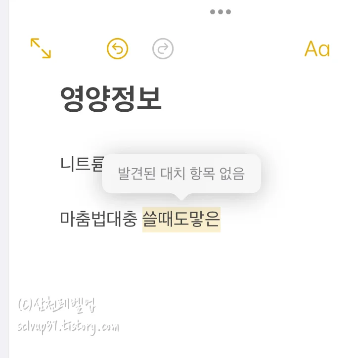 아이패드 발견된 대치 항목 없음