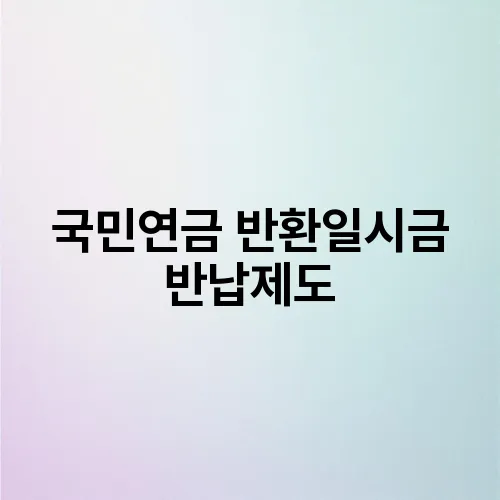 국민연금 반환일시금 반납제도