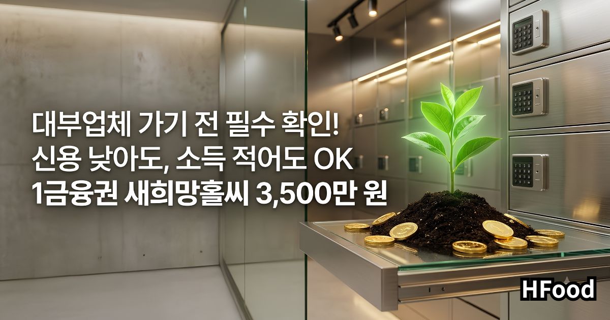대부업체 가기 전 필수 확인! 신용 낮아도, 소득 적어도 OK 1금융권 새희망홀씨 3,500만 원
