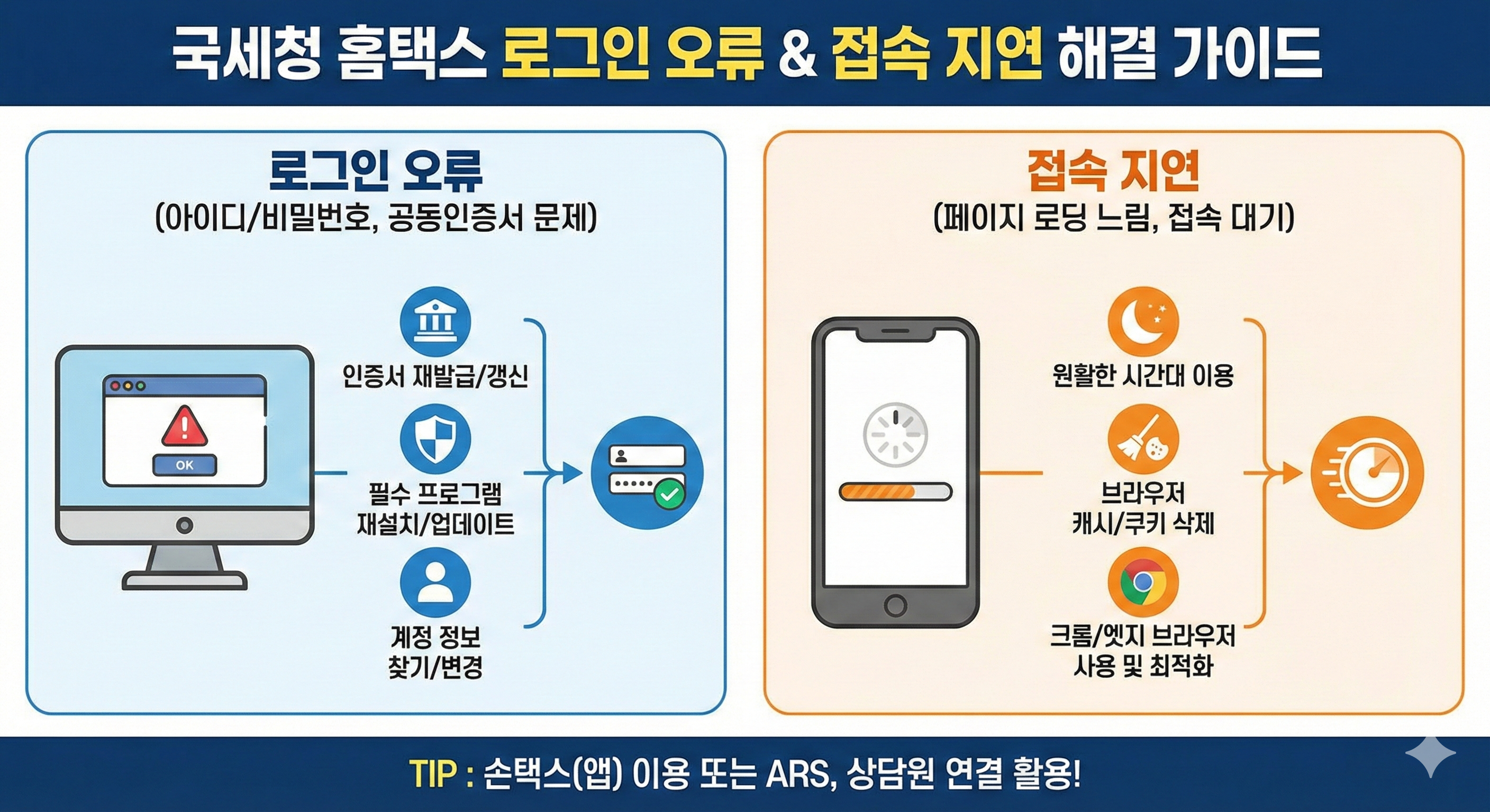 국세청 홈택스 로그인 오류 및 접속 지연 해결 방법 안내