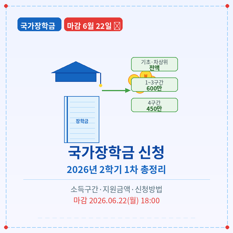 2026 국가장학금 2학기 신청 방법 관련 포스터 이미지