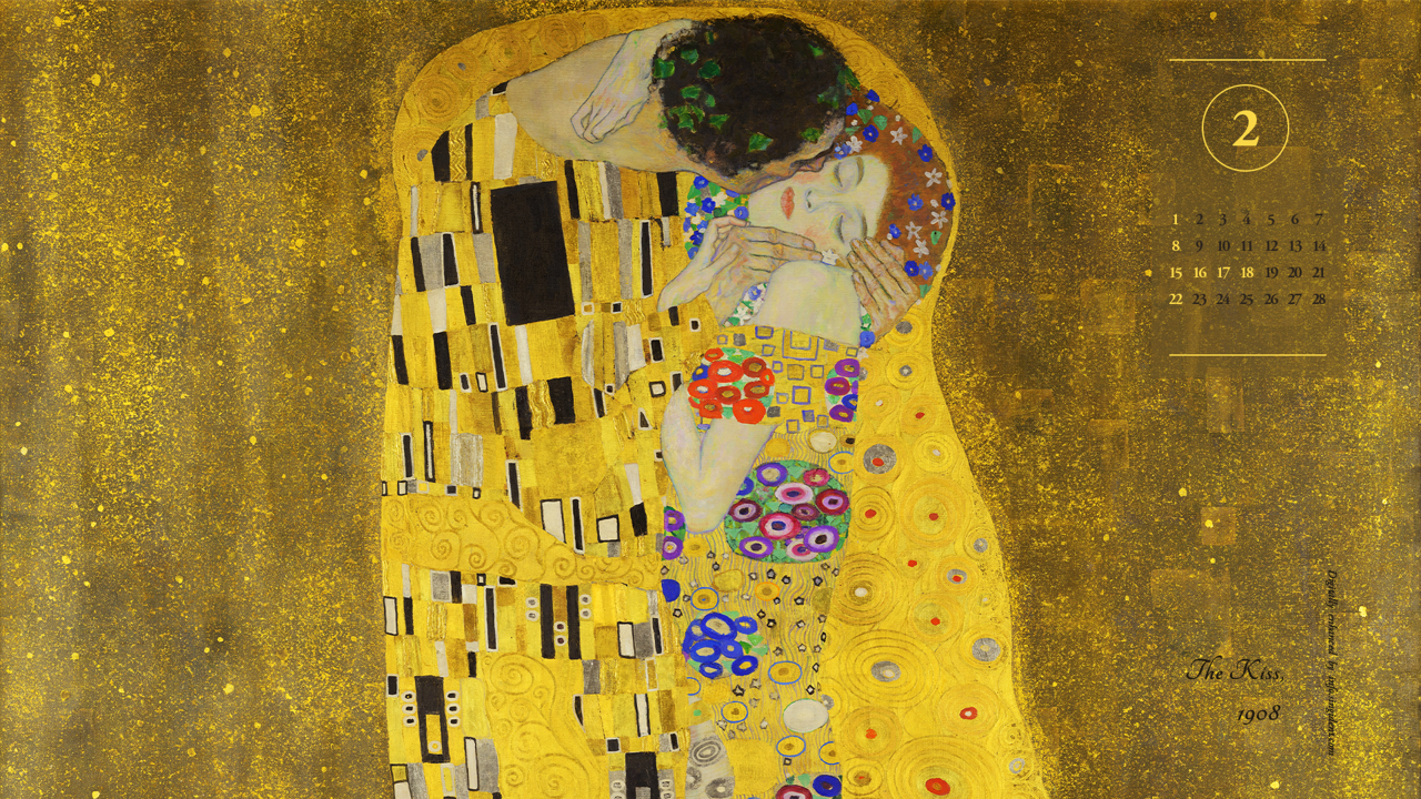11 클림트 키스 A - 2026년2월 달력배경화면