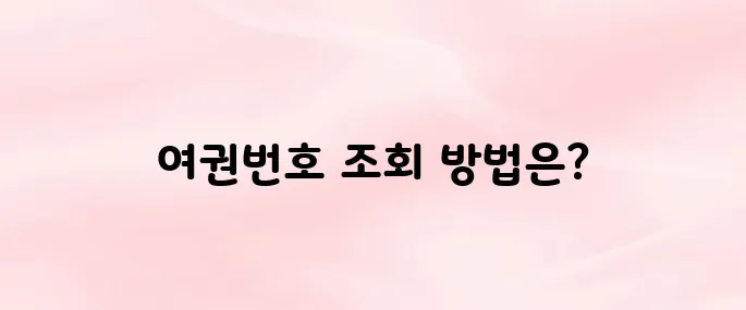 여권번호조회 및 미성년자 여권번호 조회 방법