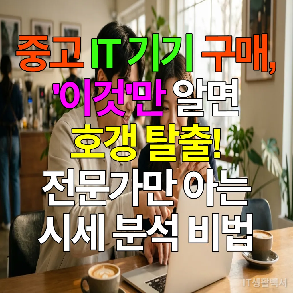 중고 IT 기기를 함께 살펴보는 한국인 남녀