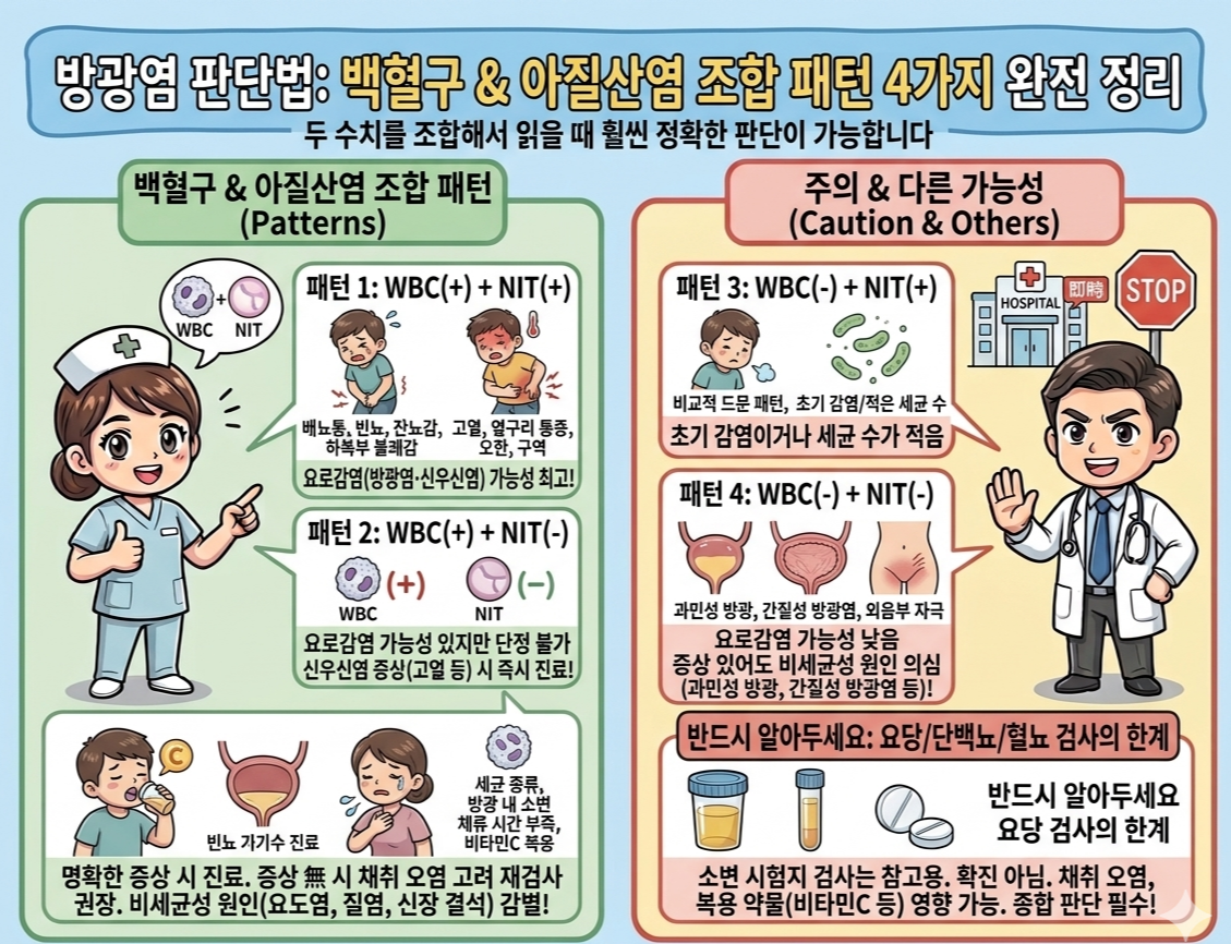 방광염 일까? 소변검사에서 백혈구(WBC)와 아질산염(Nitrite) 수치 해석