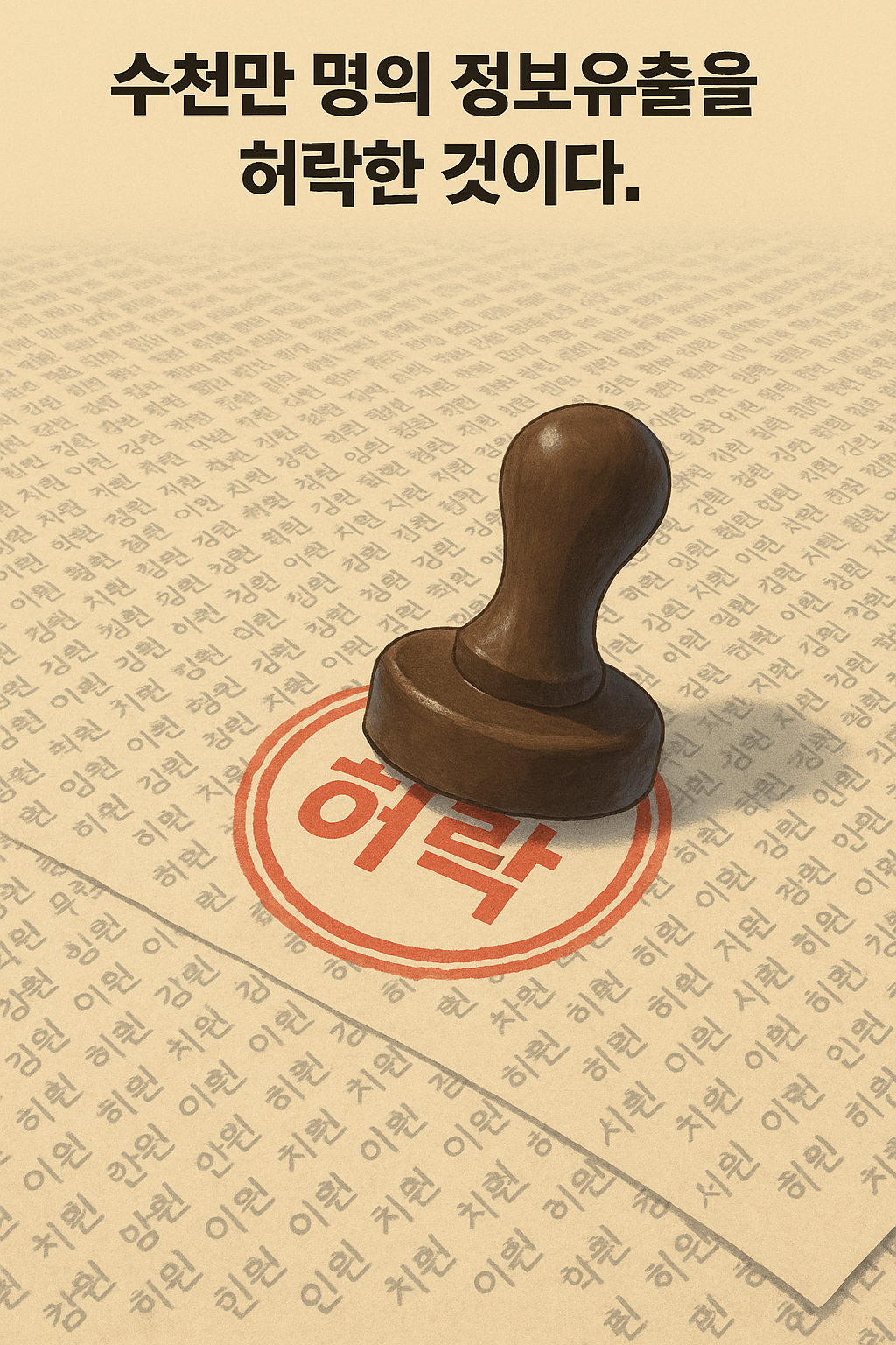 &ldquo;수천만 명 이름 위에 찍힌 도장 &ndash; 무책임한 승인 행위를 상징&rdquo;