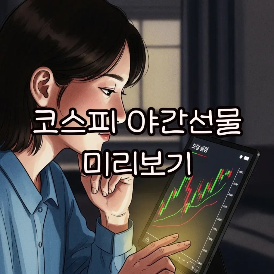 야간선물 지수를 확인하며 주식 시장을 예측하는 모습