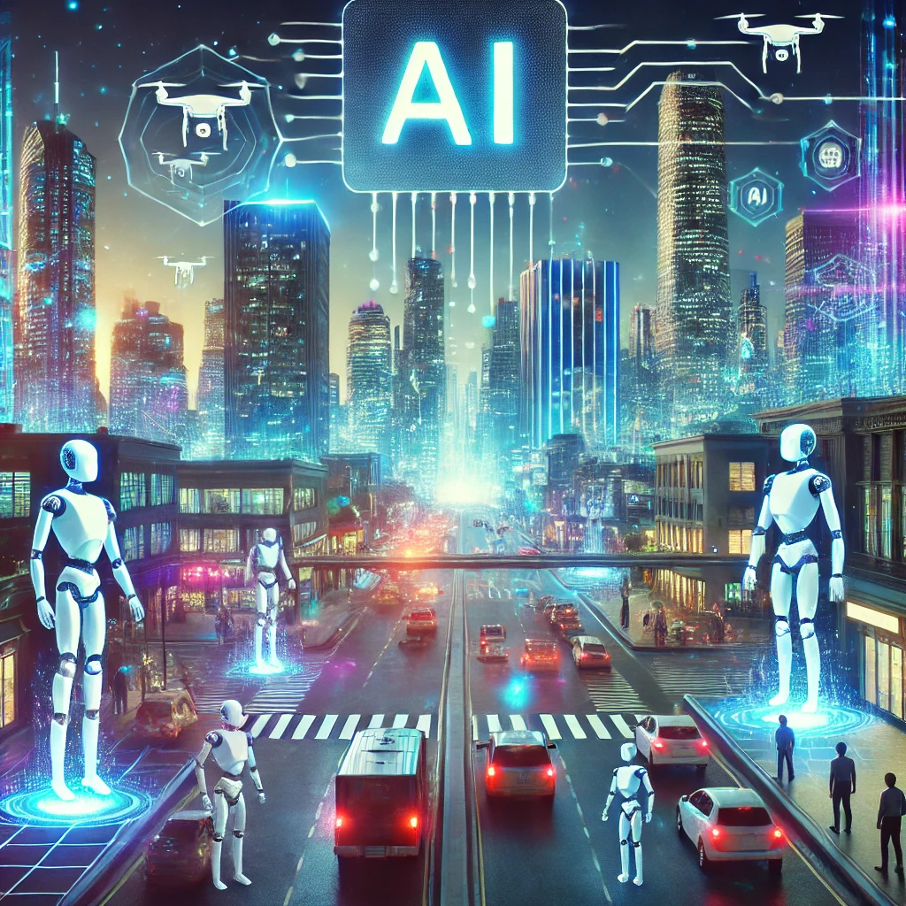 AI 미래 도시 이미지 사진