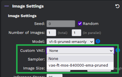 Stable Diffusion - VAE 선택 메뉴
