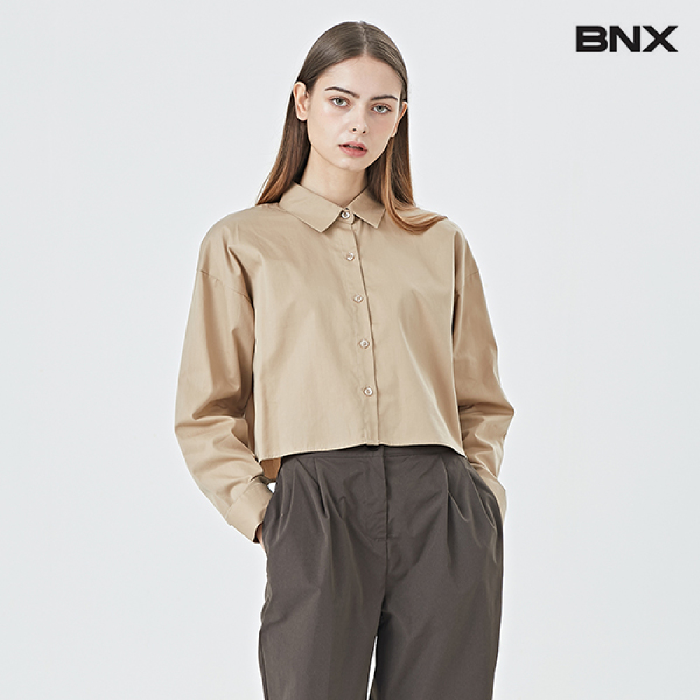 BNX 비엔엑스 가을 코튼 크롭 긴팔 셔츠 BT3BL013L0