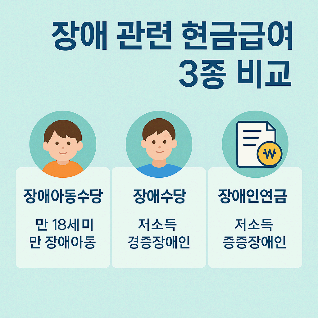 장애아동수당·장애수당·장애연금 구조 비교 정리
