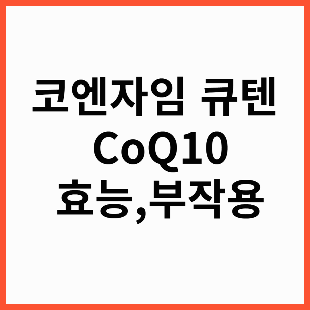 코엔자임 큐텐의 효능 ,코엔자임 Q10 부작용, 권장섭취량 ,복용방법 코큐텐 총정리