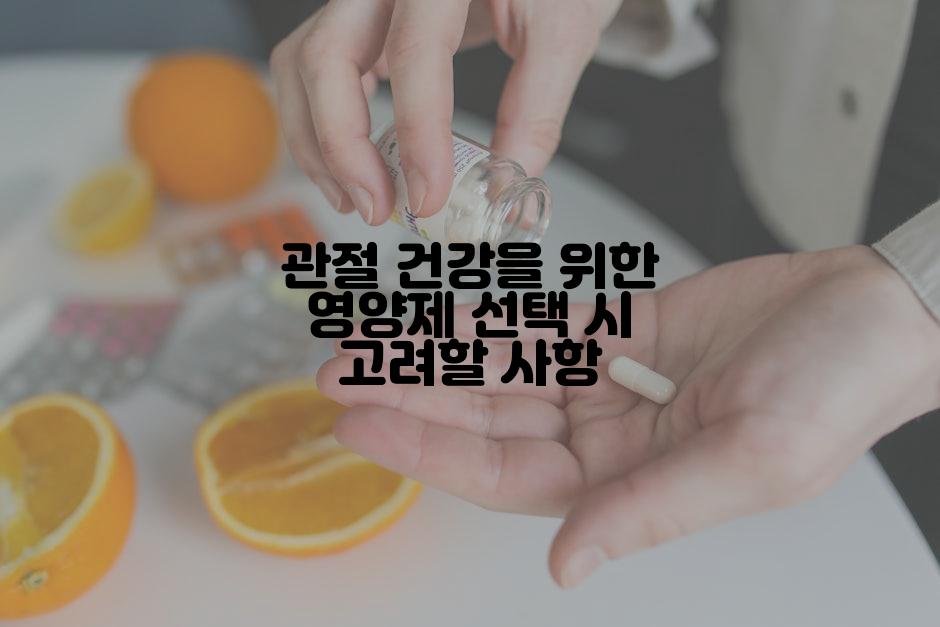 관절 건강을 위한 영양제 선택 시 고려할 사항