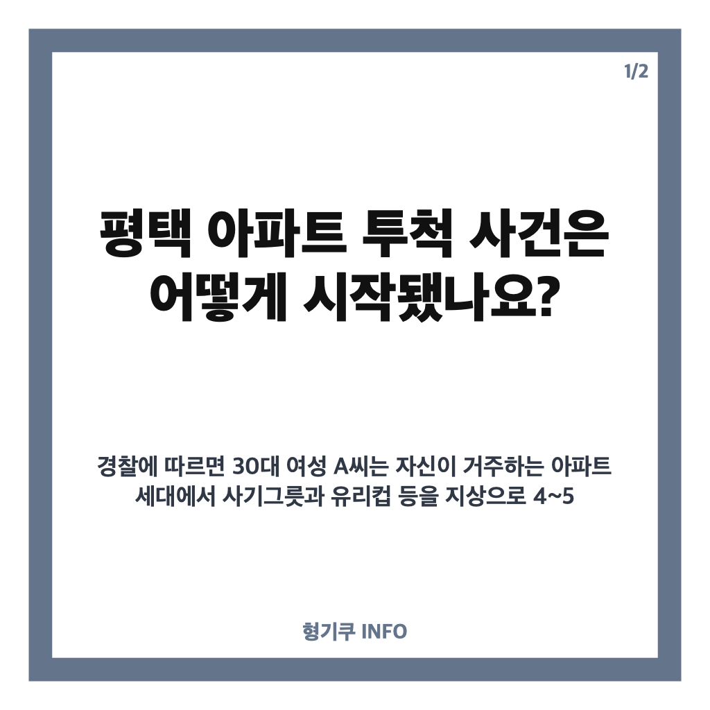 평택 아파트 투척 사건, 그릇&middot;유리컵 던진 30대 여성 어떻게 검거됐나 카드뉴스 1