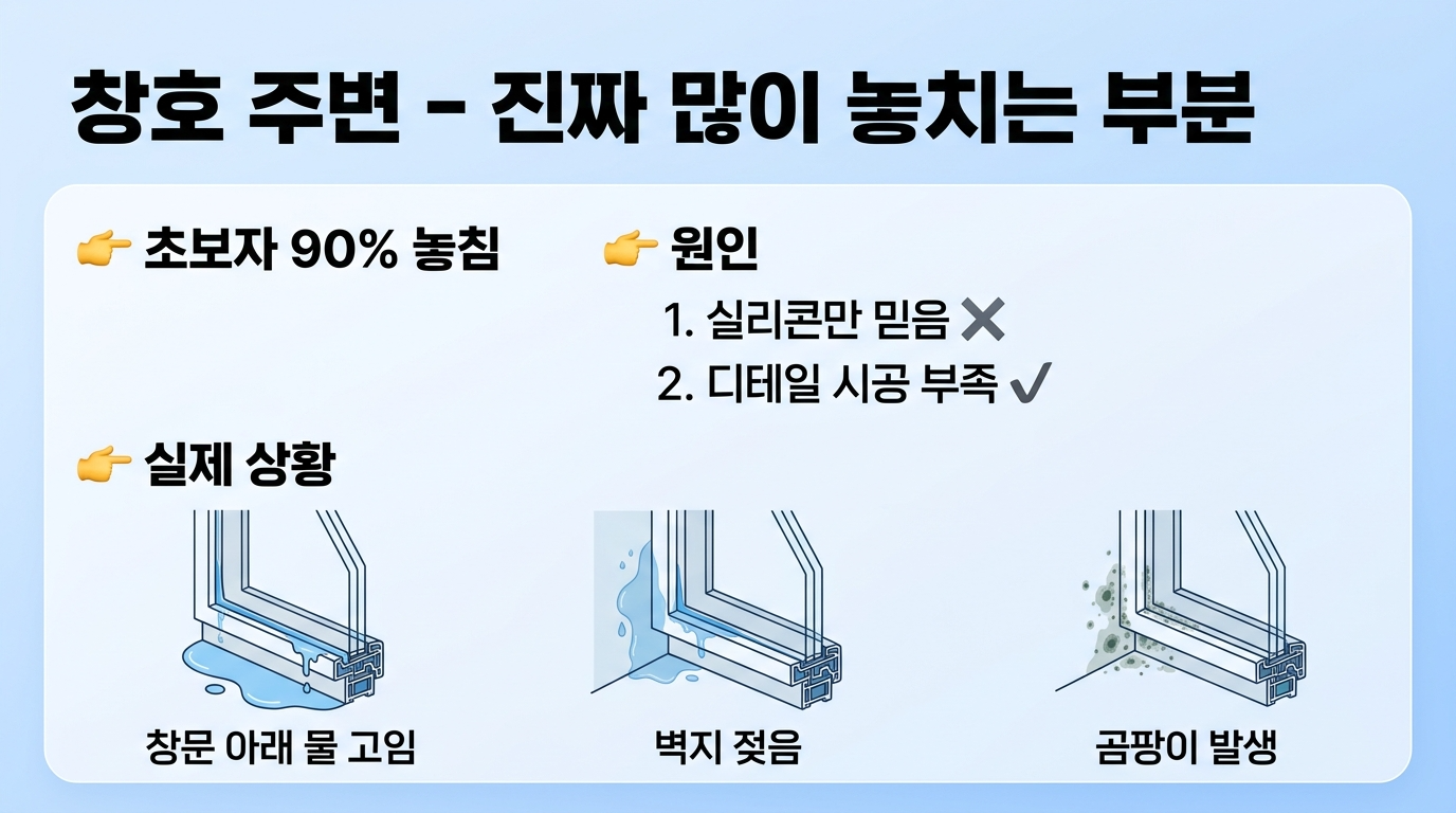 창호 주변 방수 진짜 많이 놓치는 부분