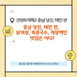 충남 당진, 태안 편, 닭개장, 쑥콩국수, 게장백반 맛집은 어디?