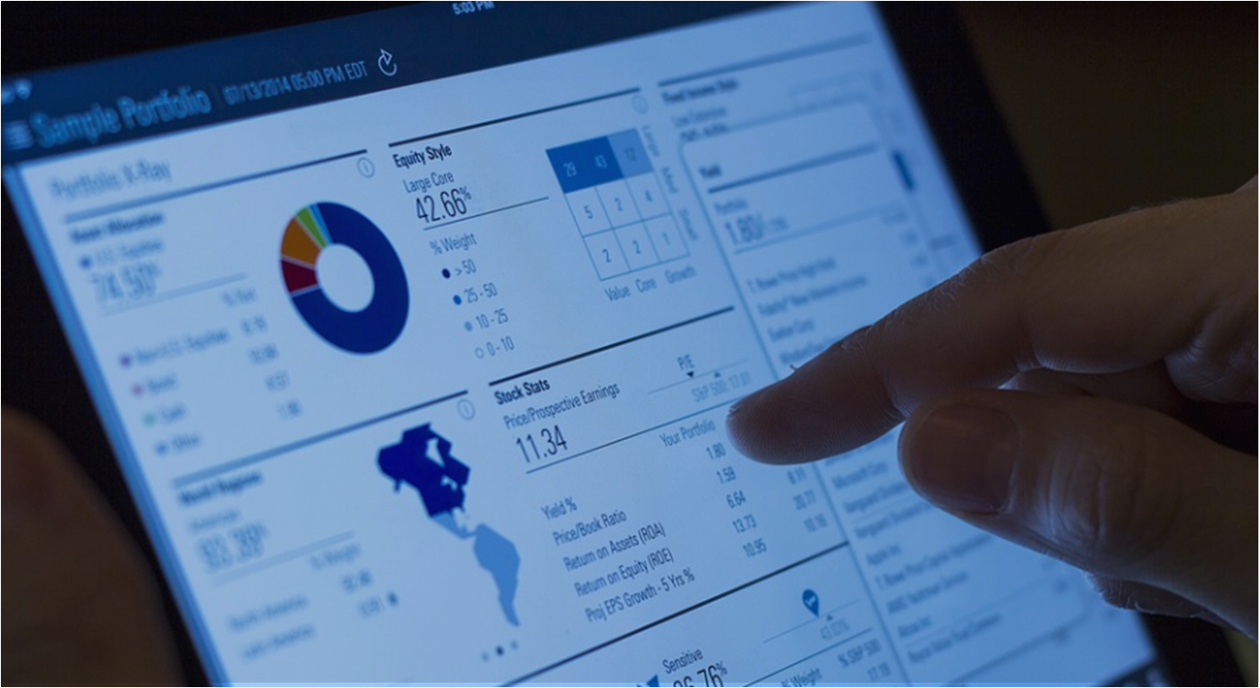 태블릿 화면의 차트