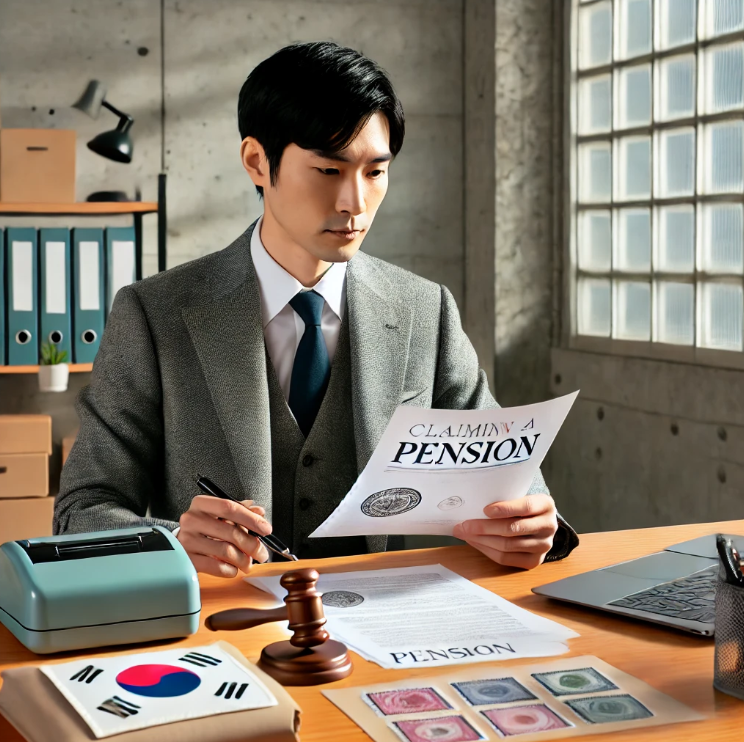 연금 청구 서류를 검토 중인 한국의 사무실 직원의 모습