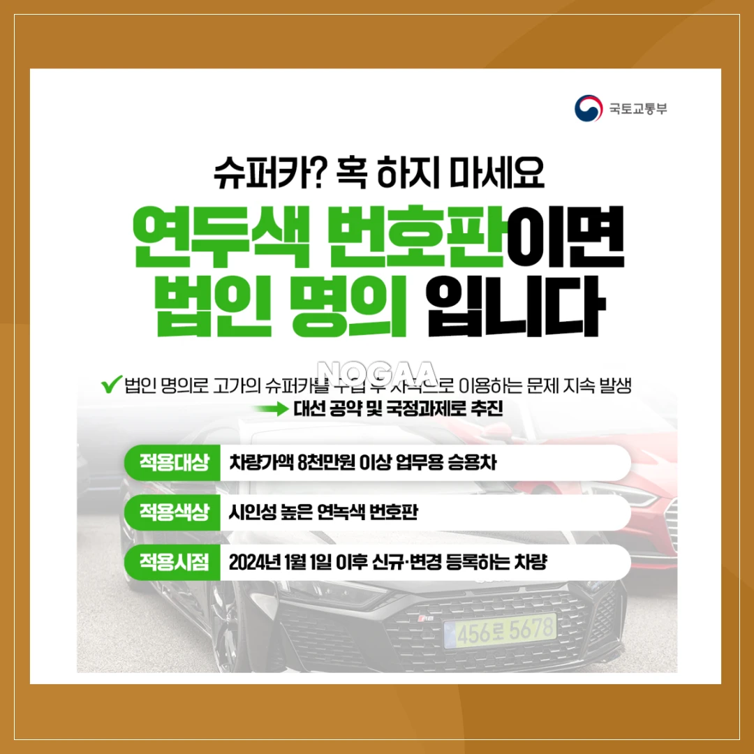 2024년 법인차 연두색 번호판 정책