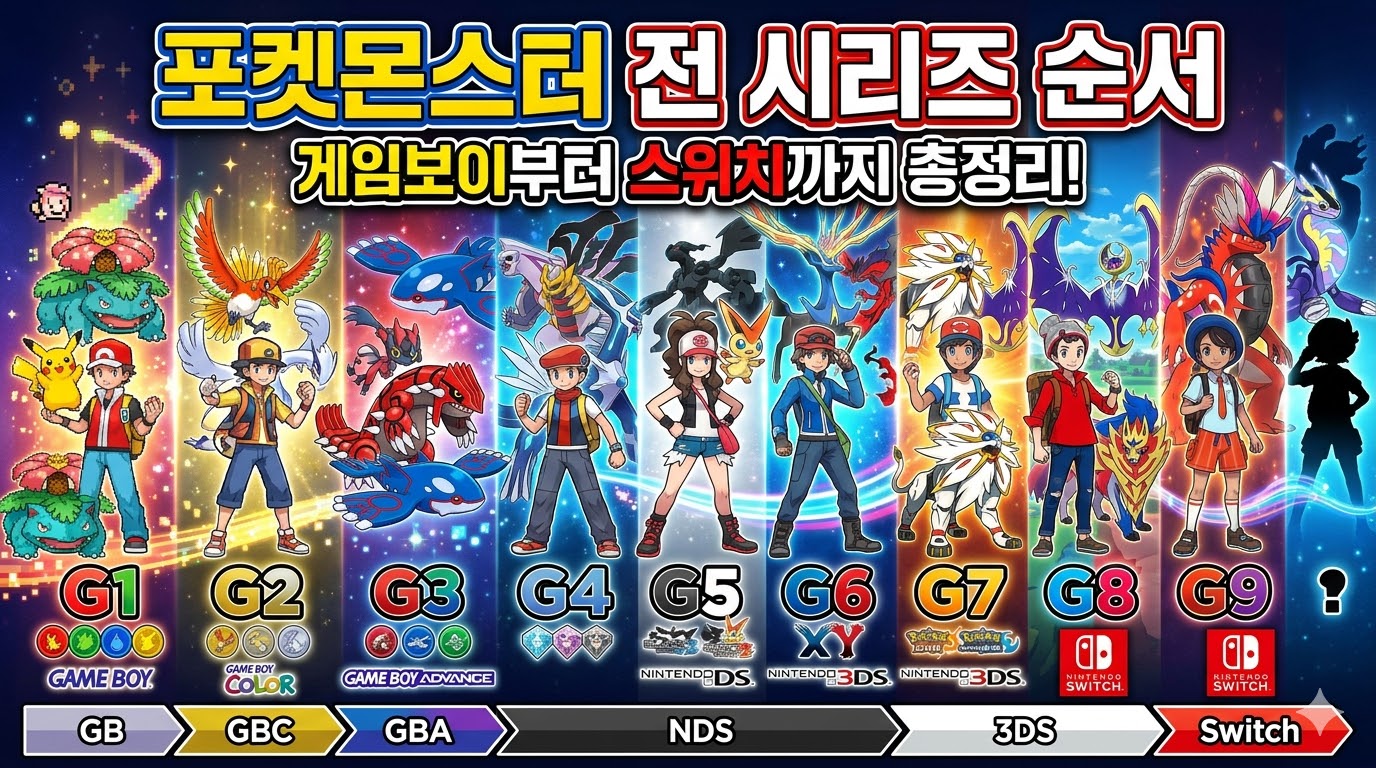 포켓몬스터 게임 시리즈 순서 총정리 세대별 발매작 리메이크 최신작까지