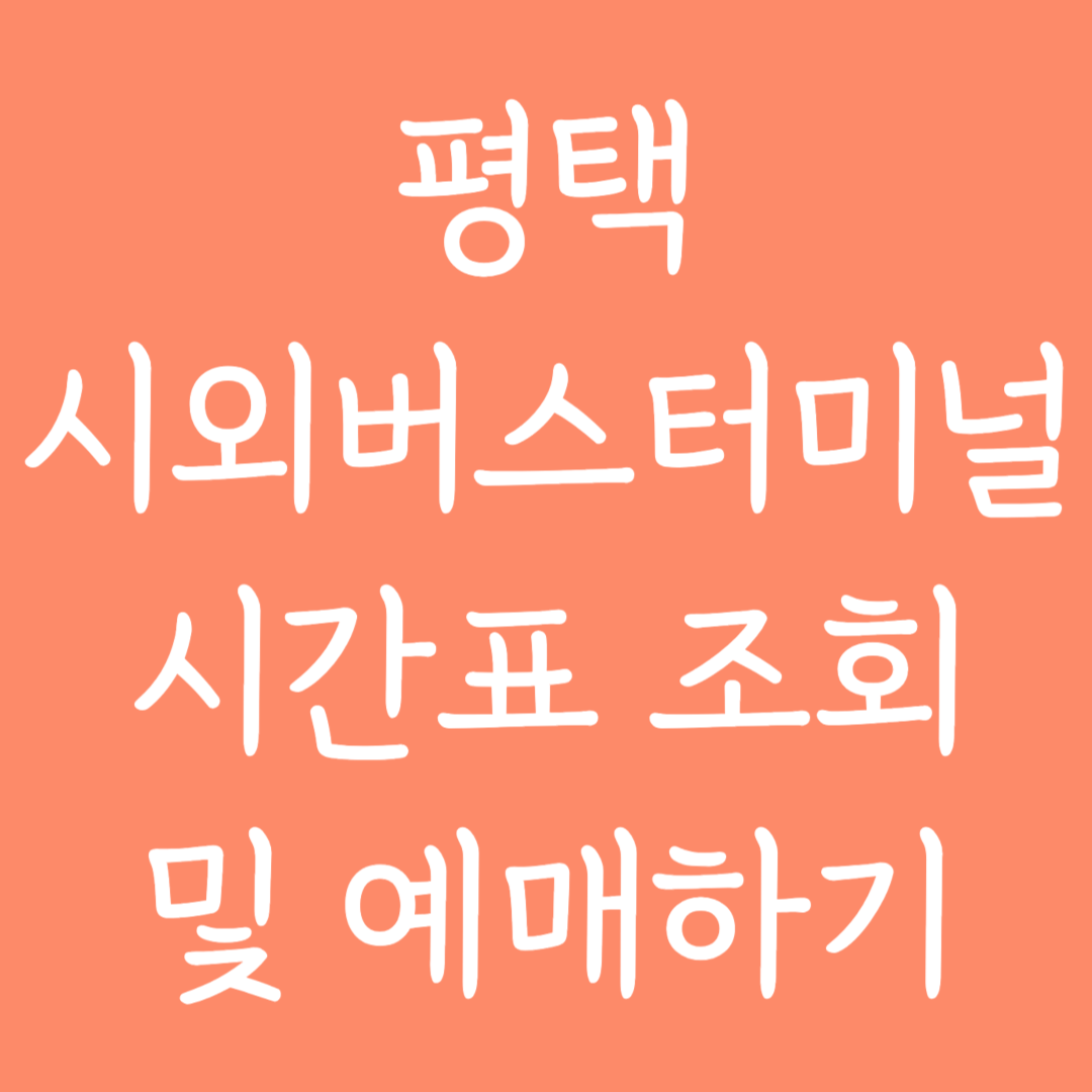 평택 시외버스터미널 시간표조회 및 예매하기