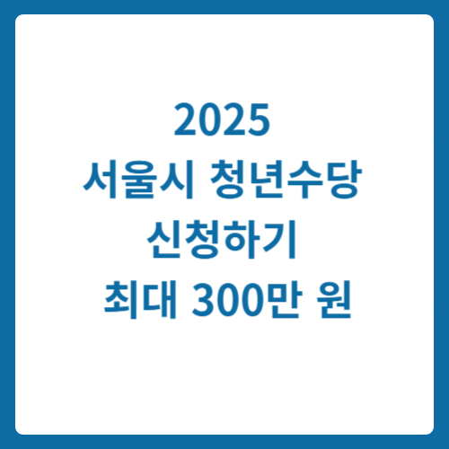 2025 서울시 청년수당 신청하기 – 최대 300만 원 지원!