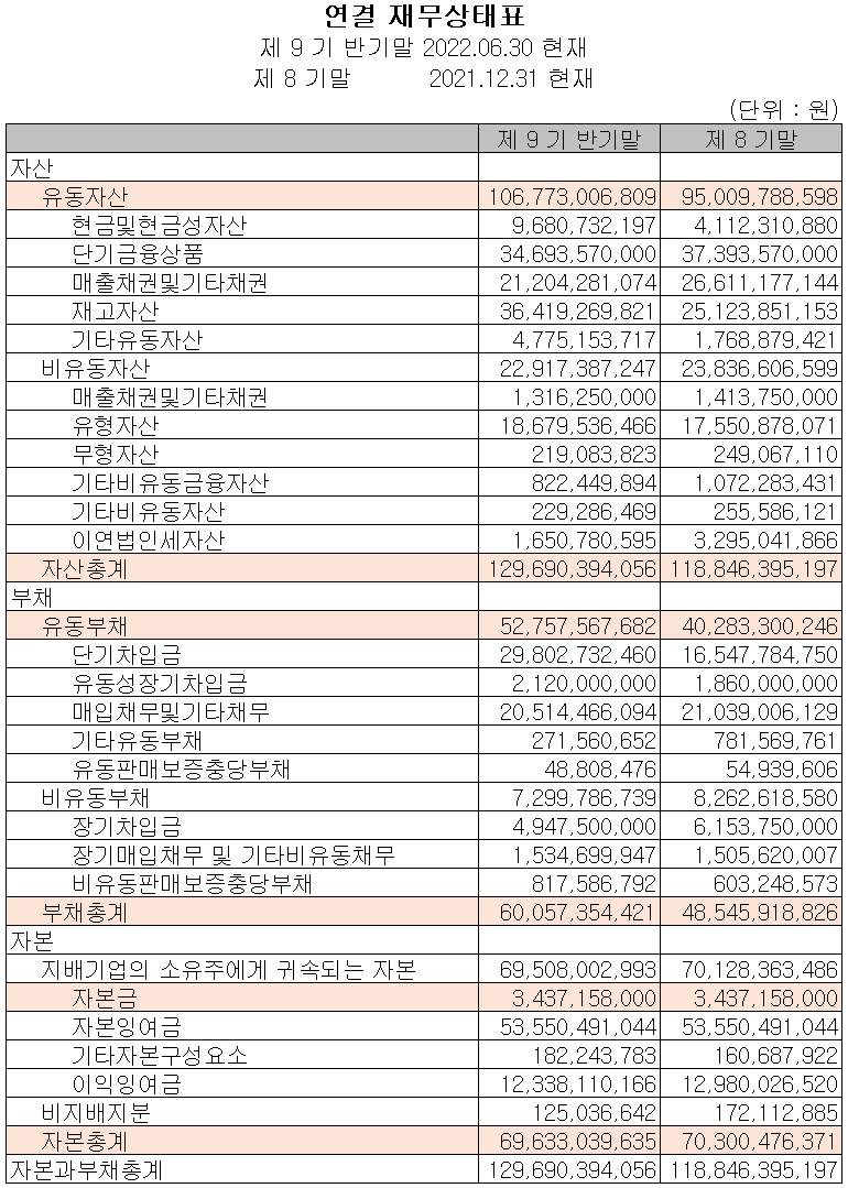 에스퓨얼셀 - 재무상태표