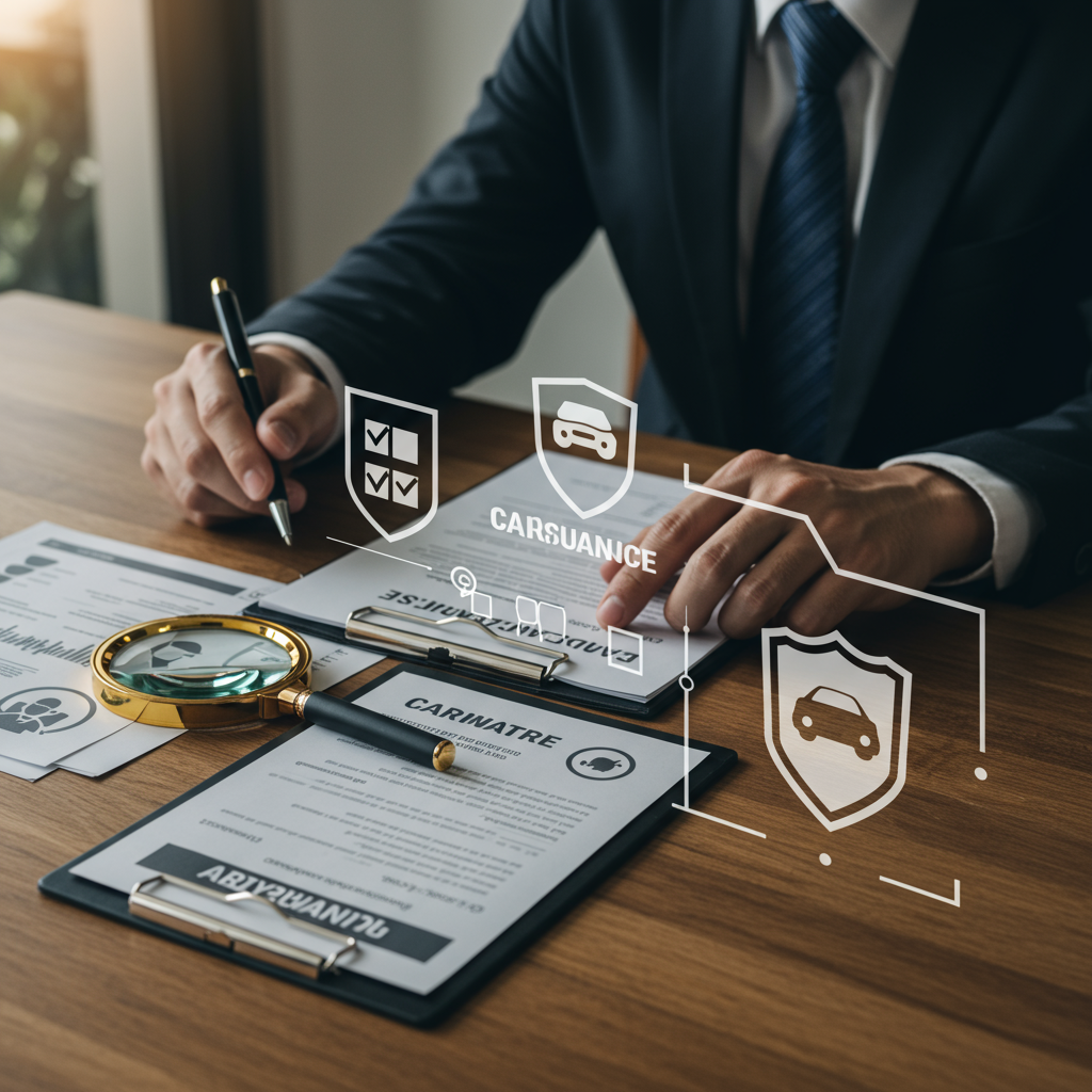 다양한 자동차 보험 상품을 비교하는 모습의 디지털 아트