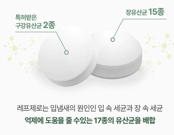 구강 유산균 효과 입냄새 치주질환 억제 유산균 성분 레프제로