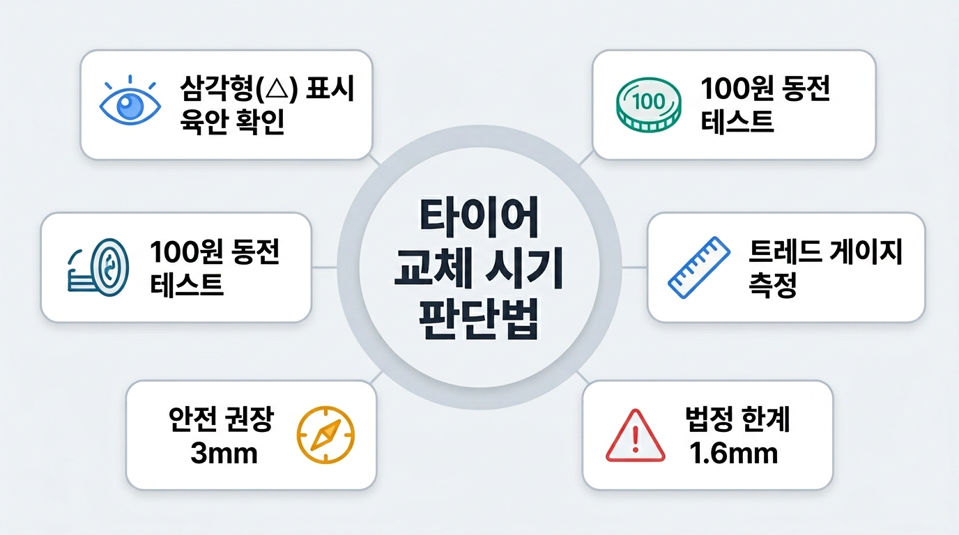 타이어 교체 시기 마모 한계선 확인 3가지 방법 총정리 인포그래픽