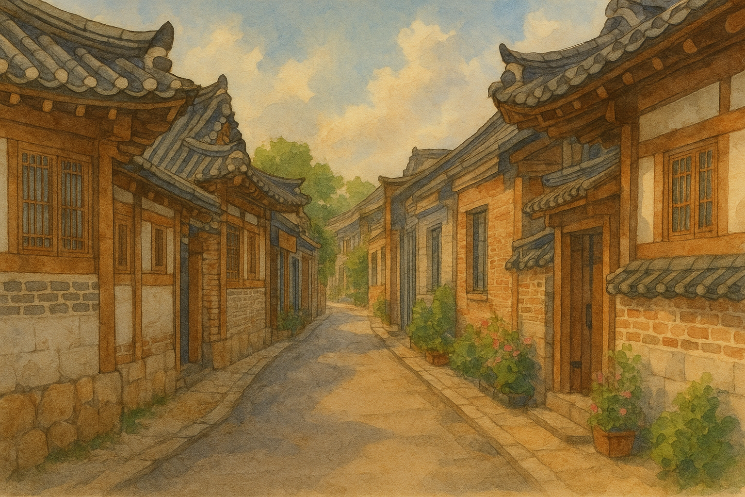 전통 한옥이 있는 마을길