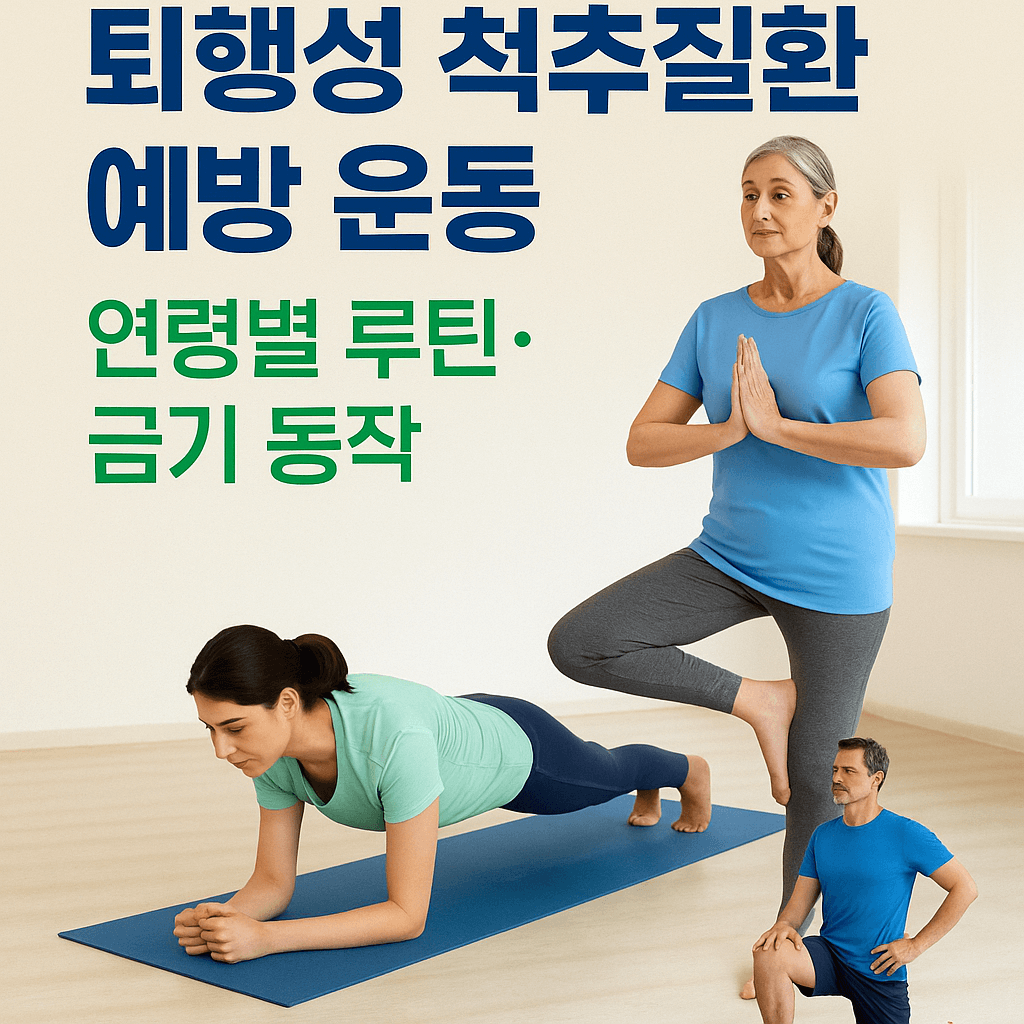 퇴행성 척추질환 예방 운동 7가지, 연령별 맞춤 루틴과 피해야 할 동작 정리 (2025 최신판)