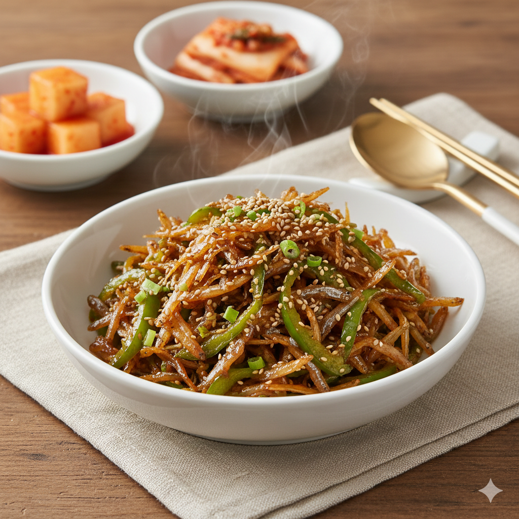 맛보장 레시피 - 피망 멸치볶음