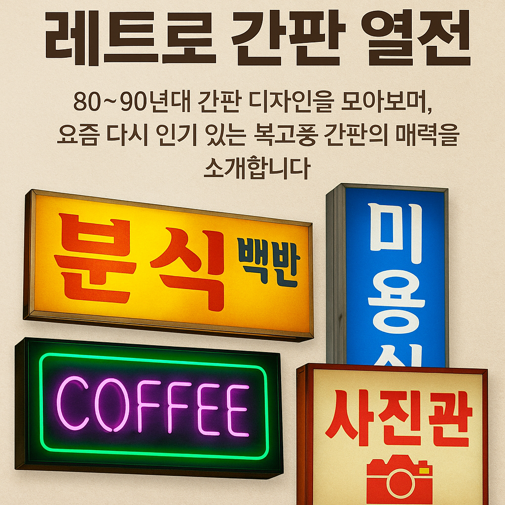 레트로 간판 열전– 80~90년대 간판 디자인을 모아보며, 요즘 다시 인기 있는 복고풍 간판의 매력을 소개합니다.