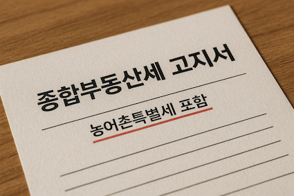 농어촌특별세가 포함된 종합부동산세 고지서 클로즈업