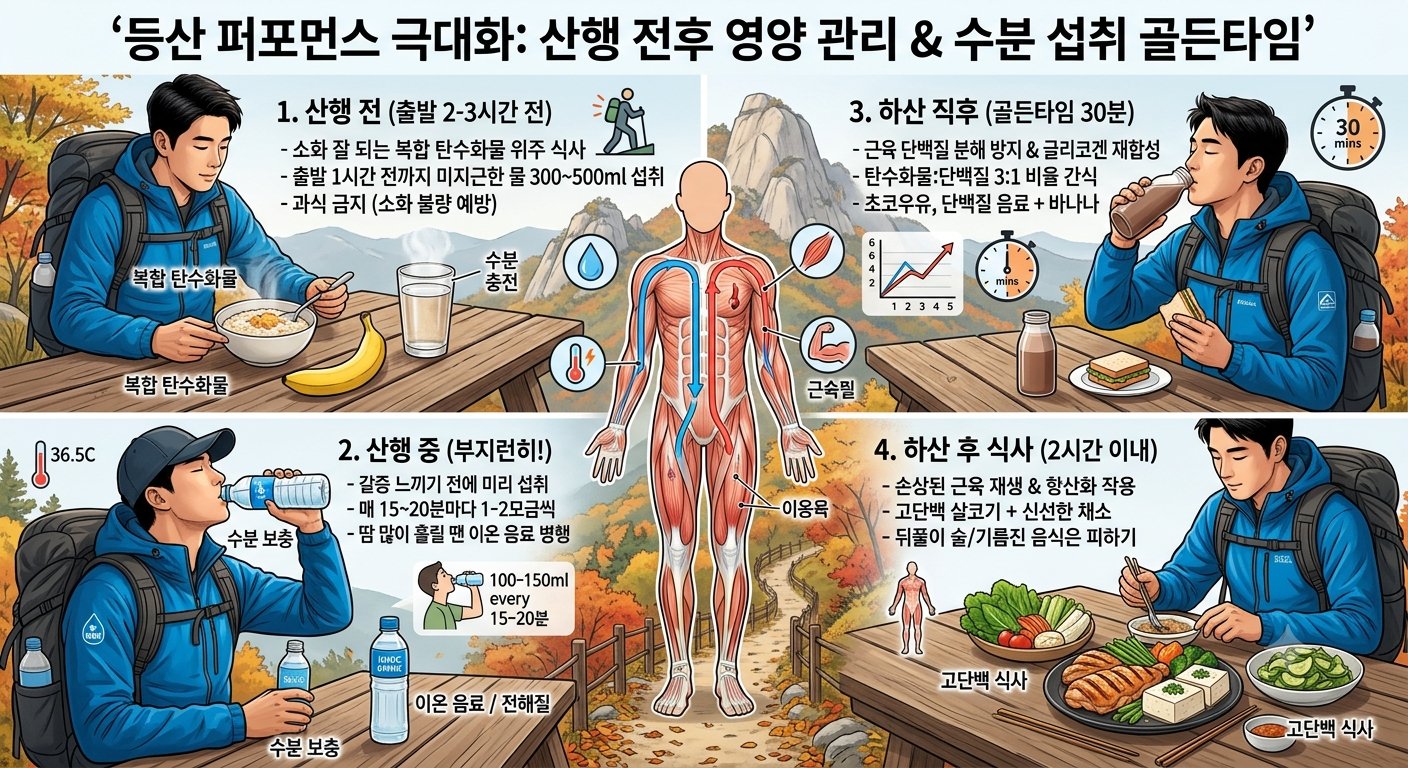 등산 퍼포먼스를 높이는 산행 전후 영양 관리법과 수분 섭취 골든타임