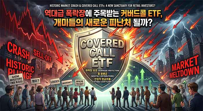 역대급 폭락장에 주목받는 커버드콜 ETF, 개미들의 새로운 피난처 될까? 를 이미지화 한것입니다.