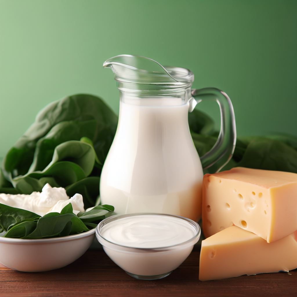 우유, 요구르트, 치즈, 녹색 잎 채소,