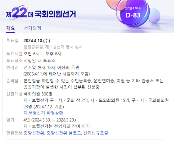 국회의원 선거 선거일 총선 투표일 법정공휴일 근무수당