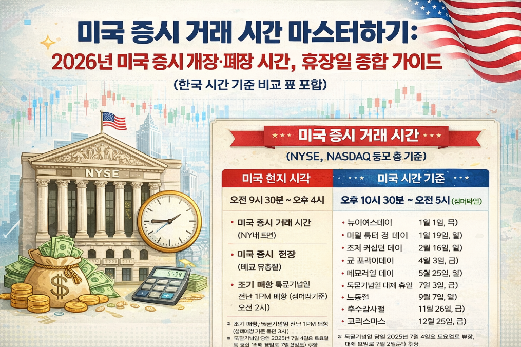 2026 미국 증시 개장시간 한국시간 3분 완벽정리