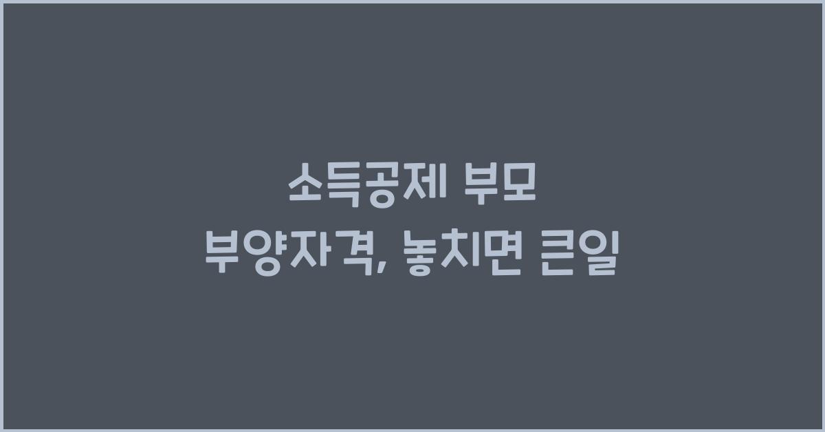 소득공제 부모 부양자격