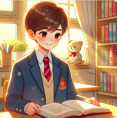 교복입은 중학생이 책을 읽고 있는 그림