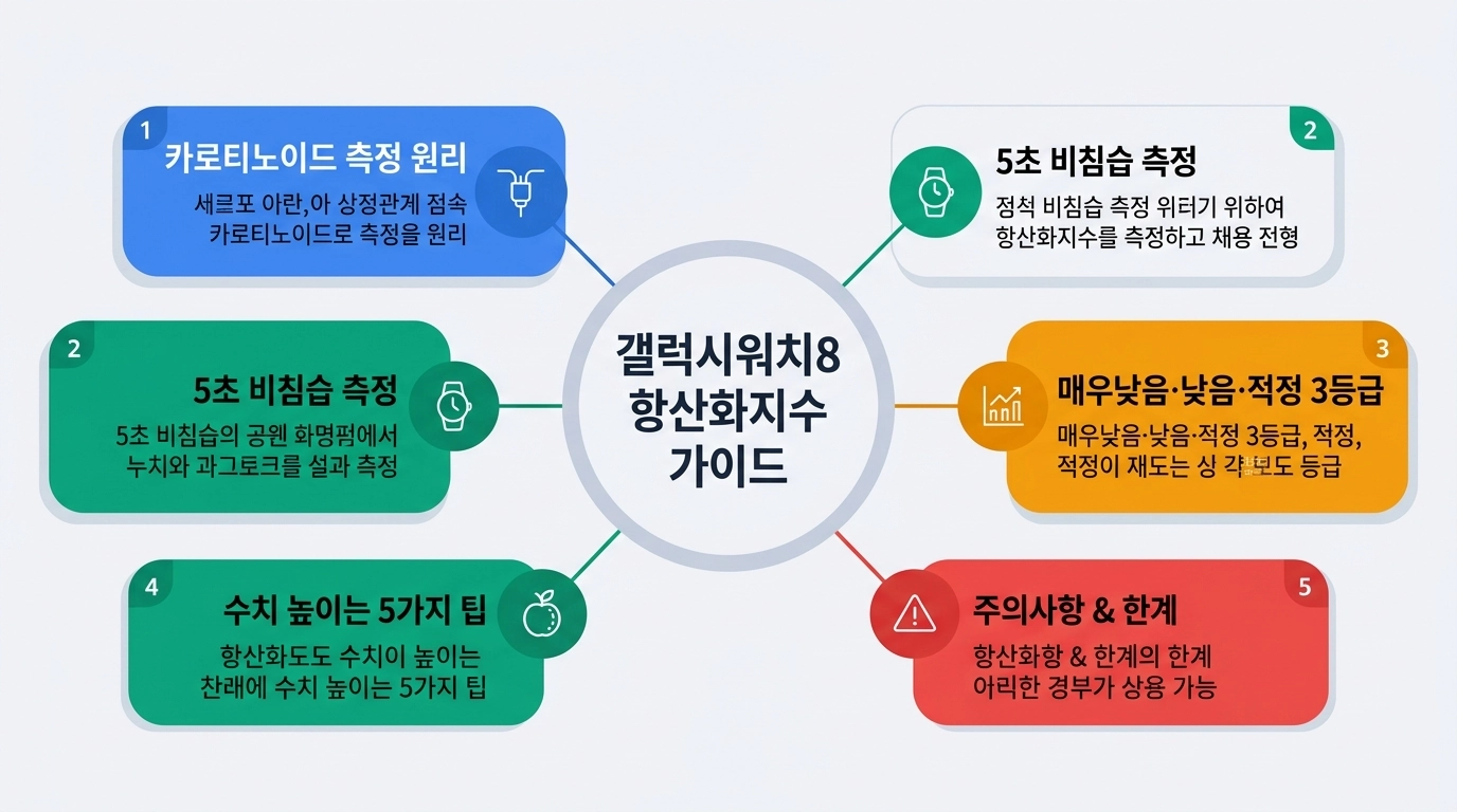 갤럭시워치8 항산화지수 측정 방법과 수치 높이는 팁 총정리 인포그래픽