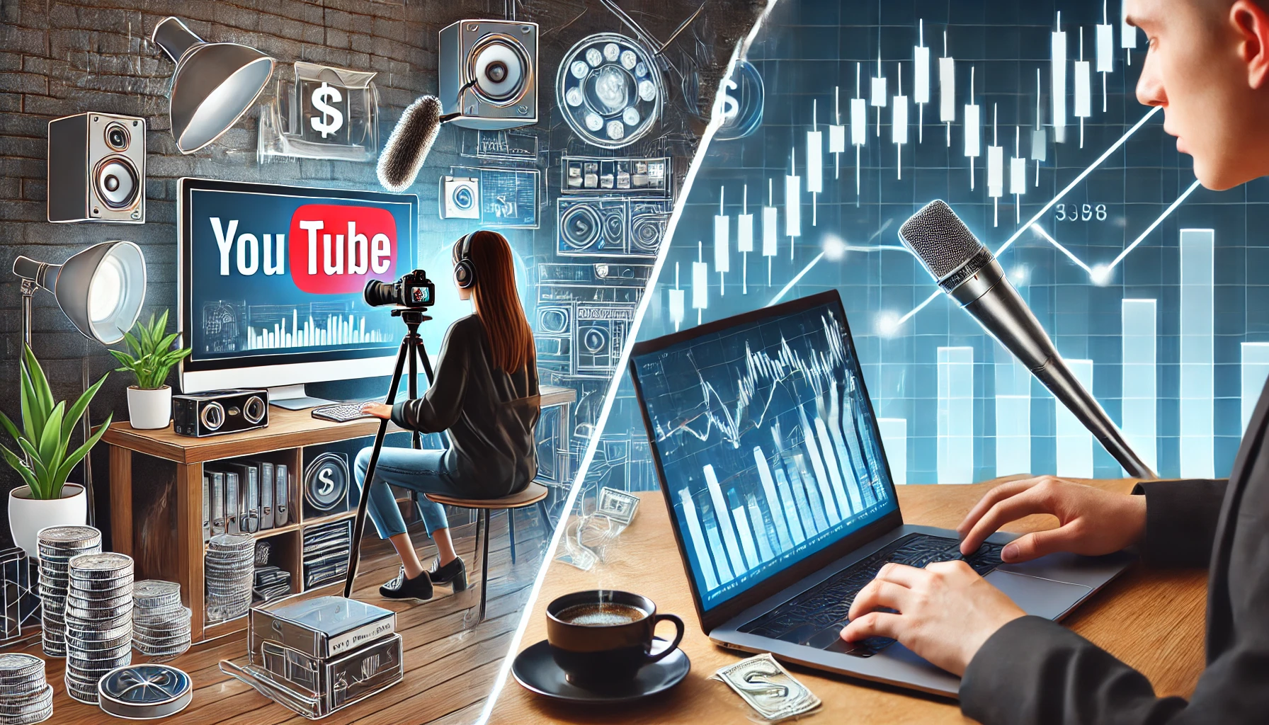 유튜브와 주식을 한번에 담은 이미지