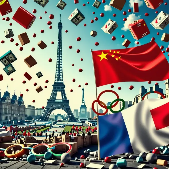 프랑스 파리 올림픽 하늘에서 쏱아지는 중국산 제품들