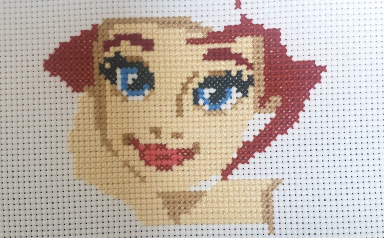 십자수 견본과 확연히 다른 에리얼 피부색