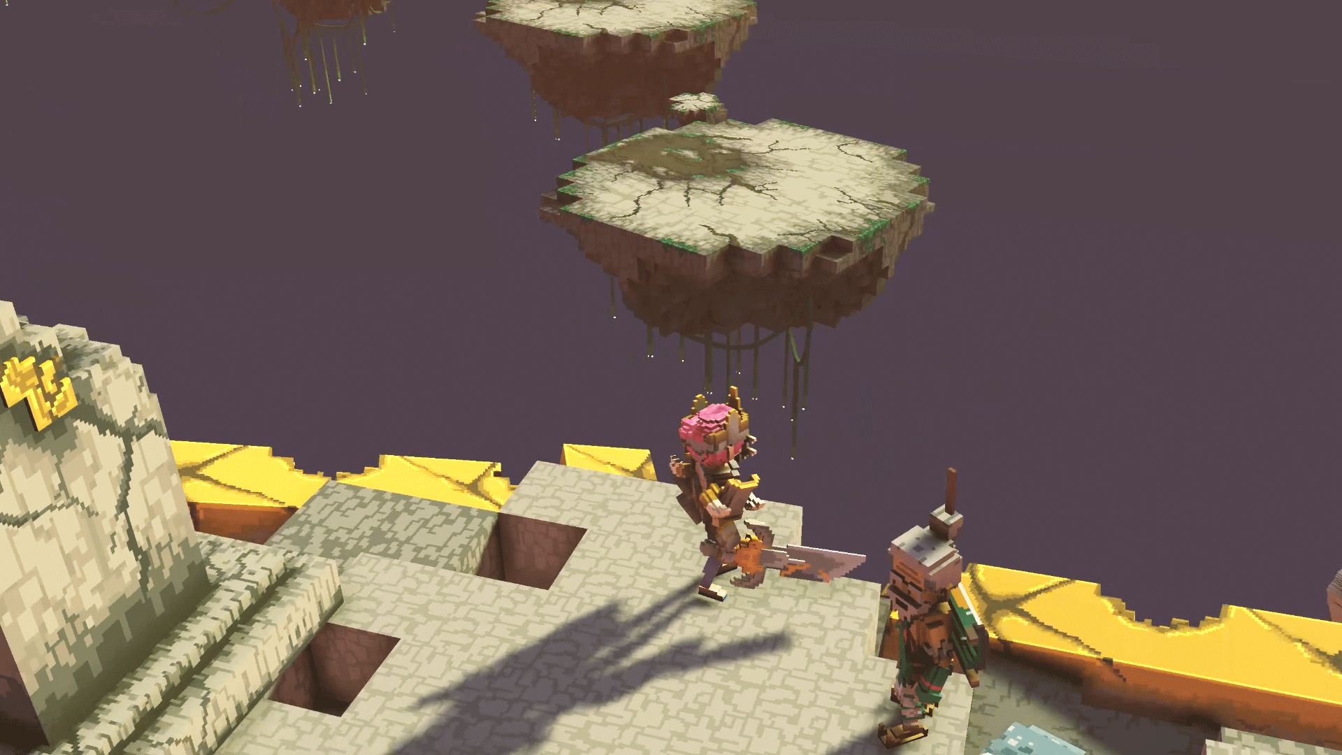 돌로된 발판이 공중을 부유하고있다.